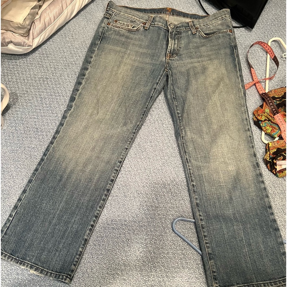 7 For All Mankind size 32 NWOT crop bootcut blue jeans host pick